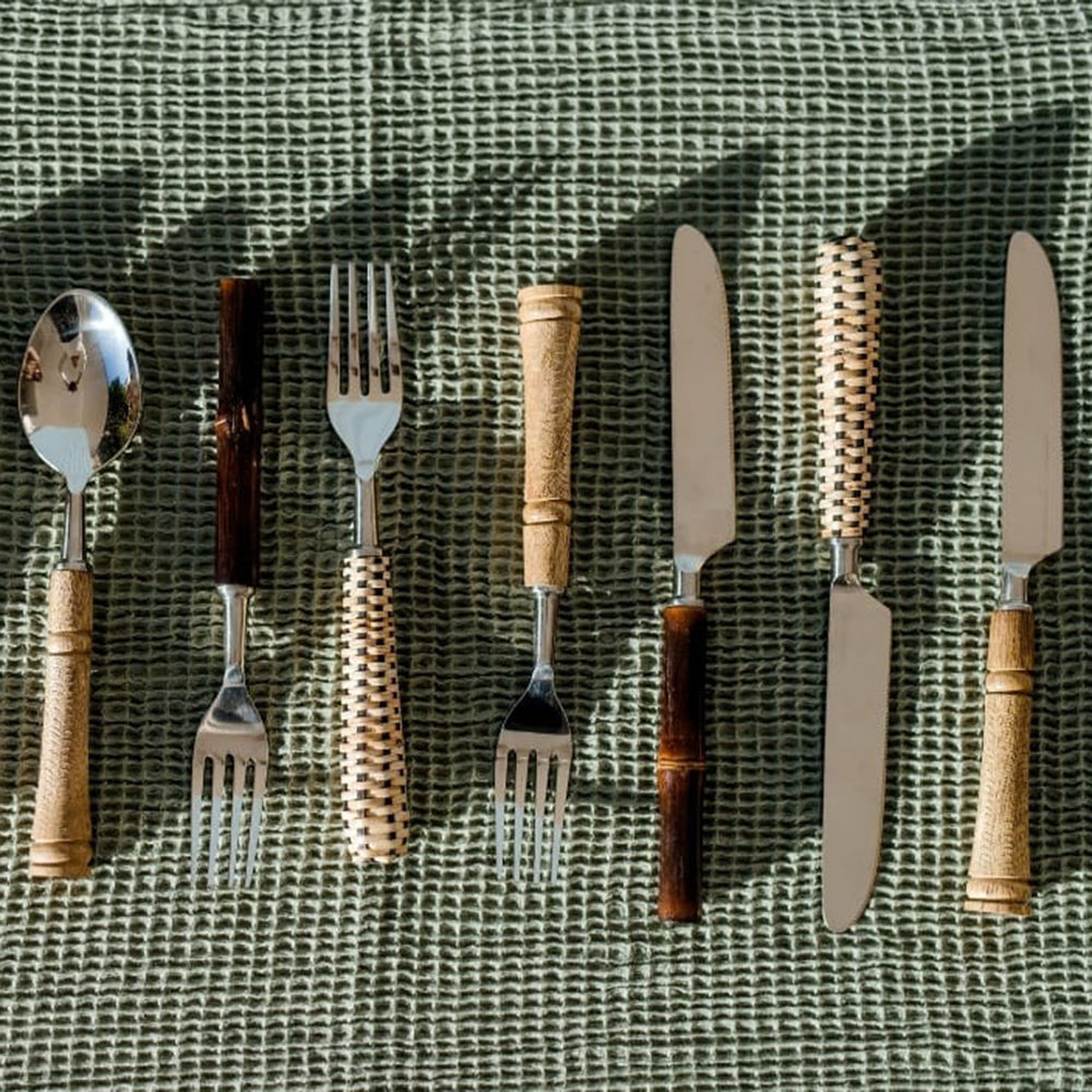 Rattan Cutlery Set