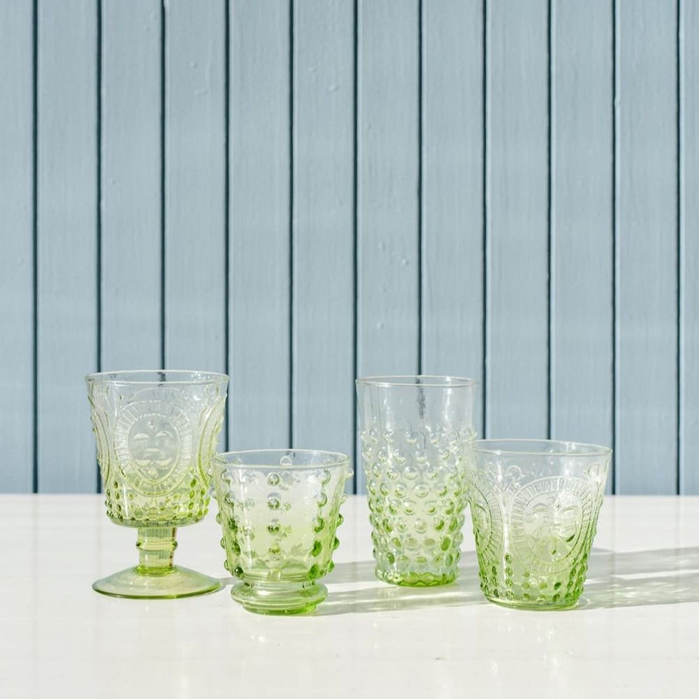 Short Bubble Glass | Green Ombre | Set of 4 Glasses