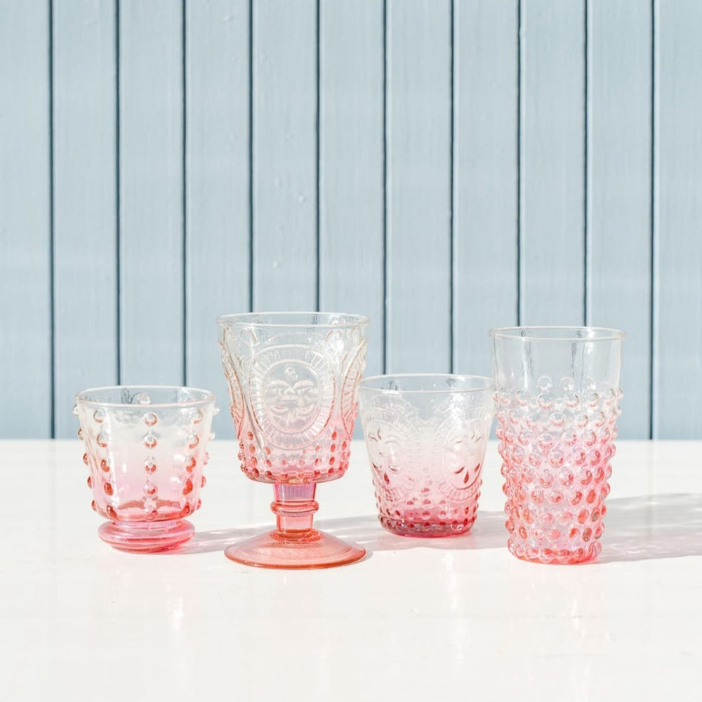 Short Bubble Glass | Pink | Set of 4 Glasses