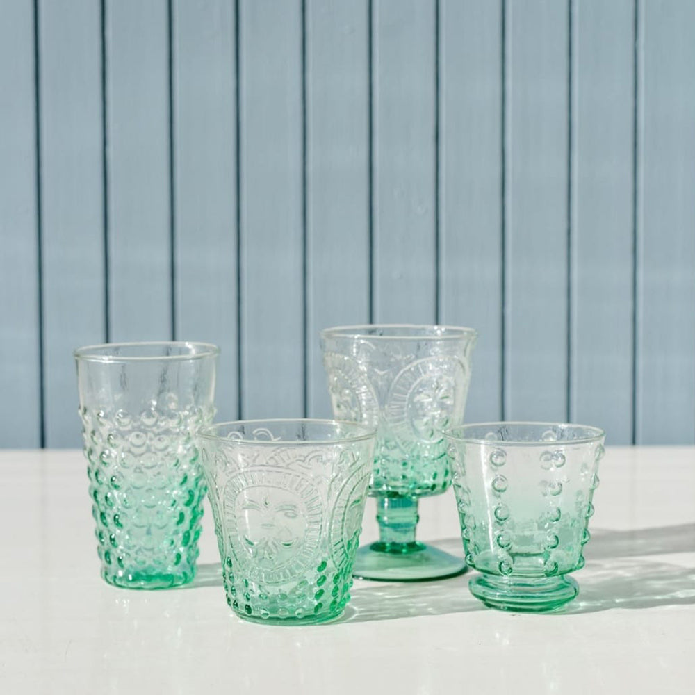 Short Bubble Glass | Azure Ombre | Set of 4 Glasses