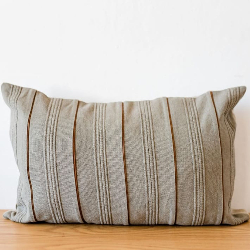 Woven Leather Insert Cushion Without Inner | Olive