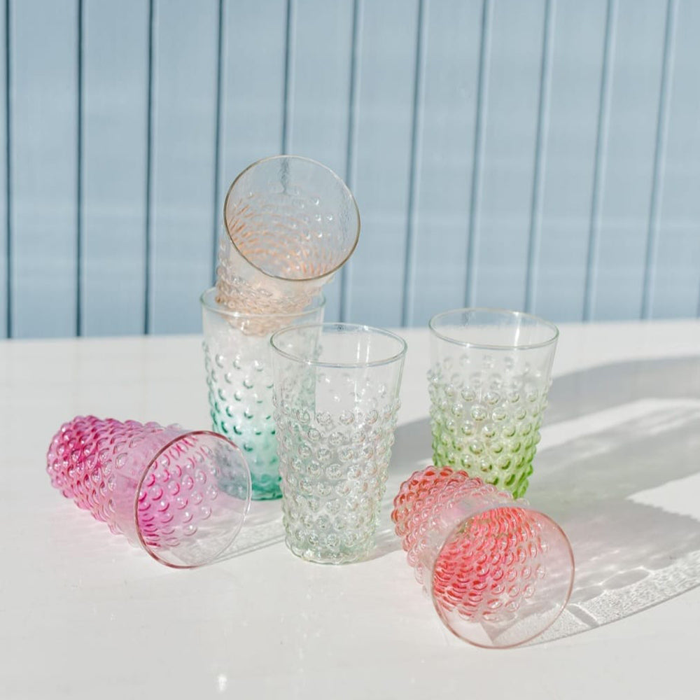 Tall Bubble Glasses | Green Ombre | Set of 4 Glasses