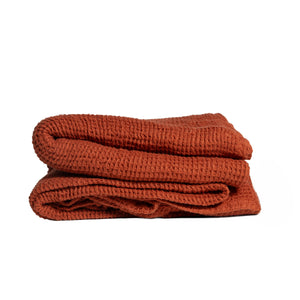 PREWASHED 100% Cotton Waffle Bath Sheet | Terracotta