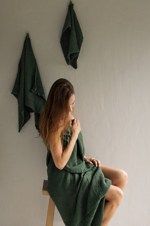 PREWASHED 100% Cotton Waffle Hand Towel | Forest Green