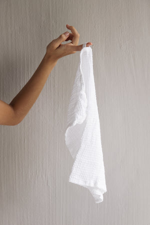 PREWASHED 100% Cotton Waffle Hand Towel | White