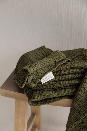 PREWASHED 100% Cotton Waffle Hand Towel | Khaki