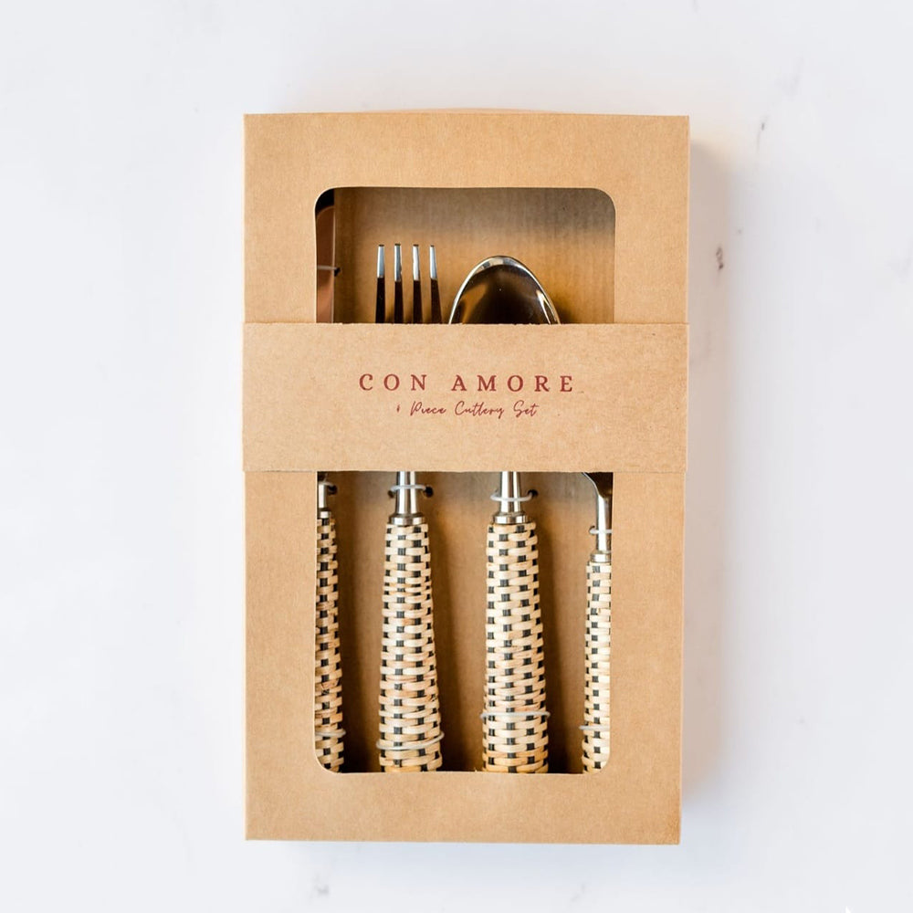 Rattan Cutlery Set