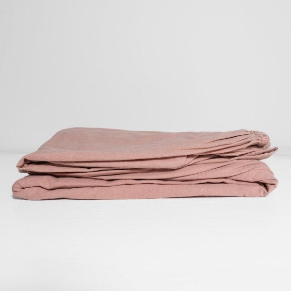 100% Organic Cotton Canvas Fitted Sheet │King XL │ Dusty Pink