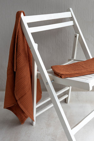 100% Cotton Waffle Hand Towel | Terracotta