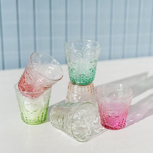 Fleur De Lil Water Glasses | Green Ombre | Set of 4 Glasses