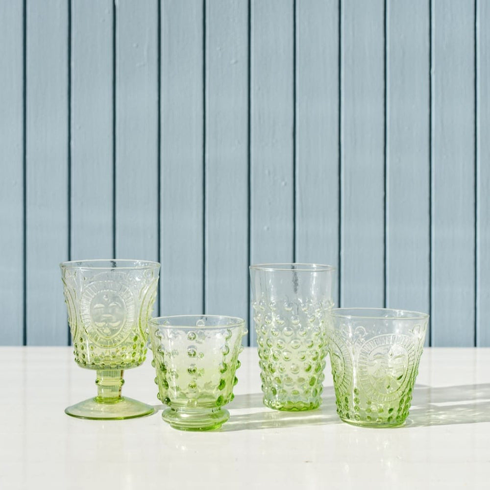 Fleur De Lil Water Glass Green Ombre