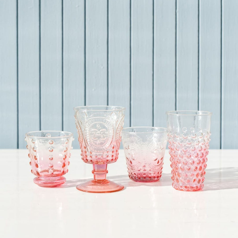 Fleur De Lil Water Glasses | Pink Ombre | Set of 4 Glasses