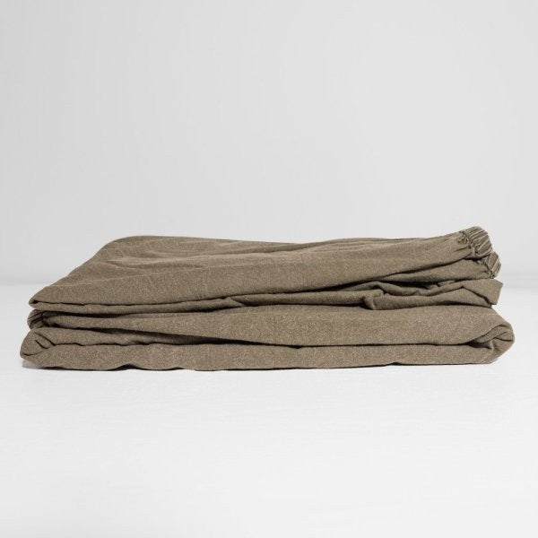 100% Organic Cotton Canvas Fitted Sheet │King XL │ Khaki