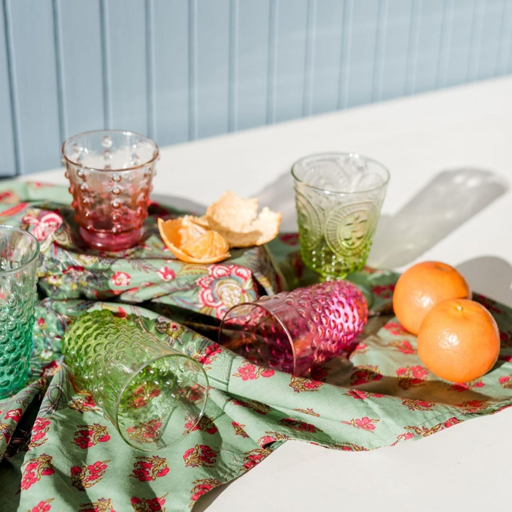 4m Tablecloth | Block Print Sea Green