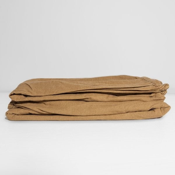 100% Organic Cotton Canvas Fitted Sheet | Queen | Clay