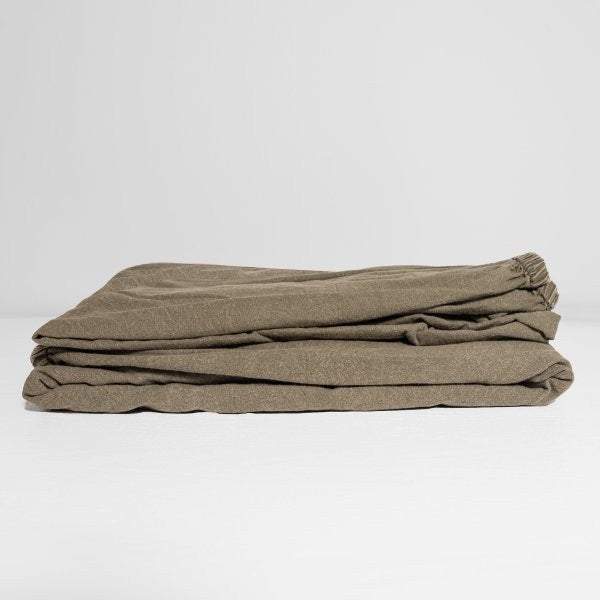 100% Organic Cotton Canvas Fitted Sheet | King | Khaki