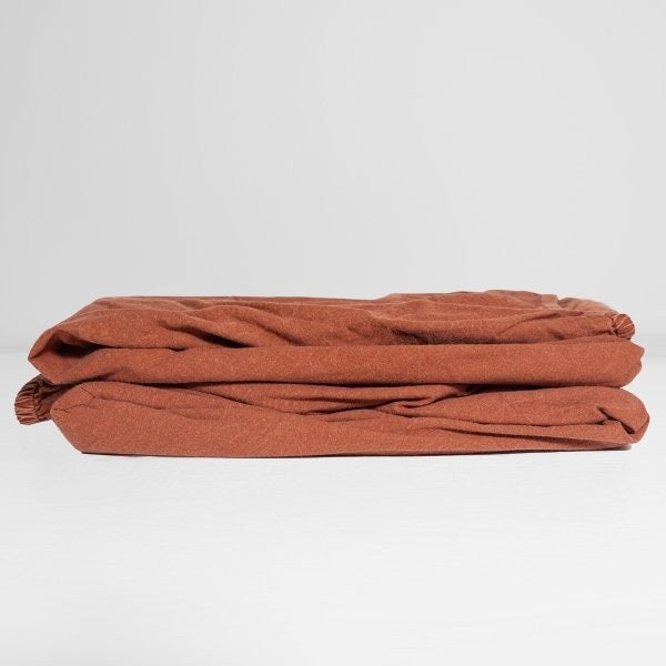 100% Organic Cotton Canvas Fitted Sheet | Queen | Terracotta