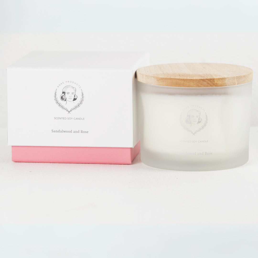 370g Scented Soy Candle | Sandalwood & Rose