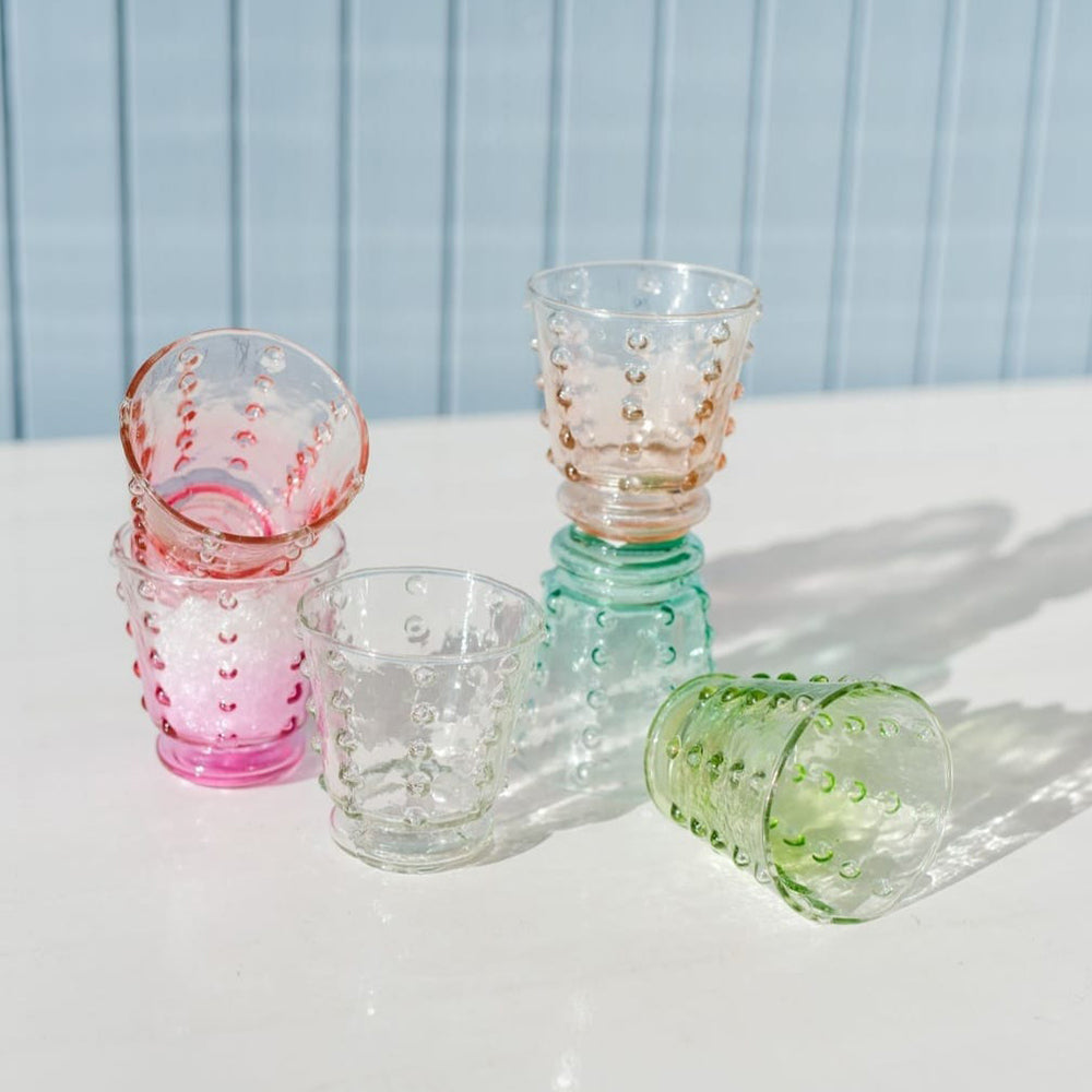 Short Bubble Glass | Green Ombre | Set of 4 Glasses