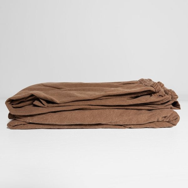 100% Organic Cotton Canvas Fitted Sheet │King XL │ Tobacco