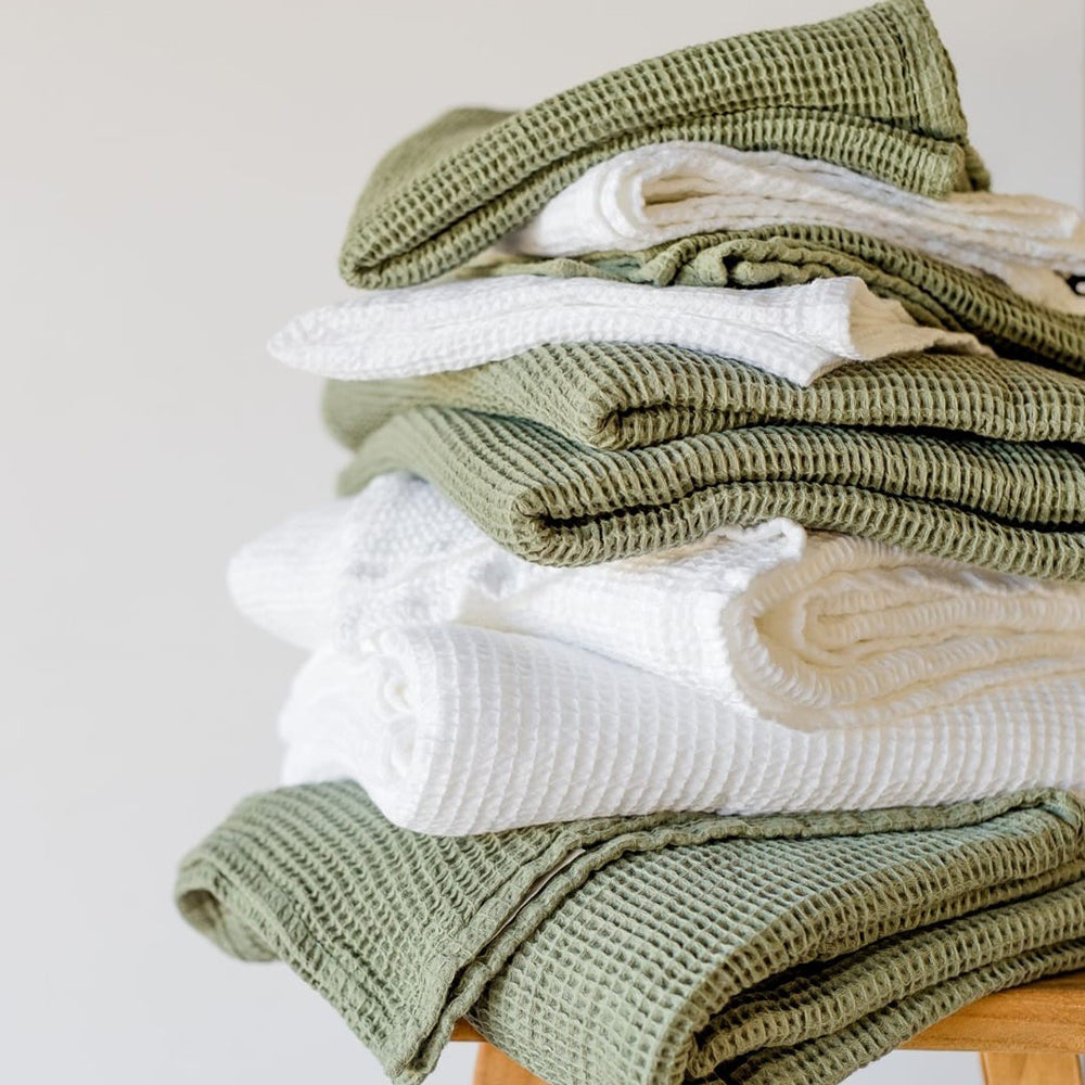 100% Cotton Waffle Hand Towel | Green