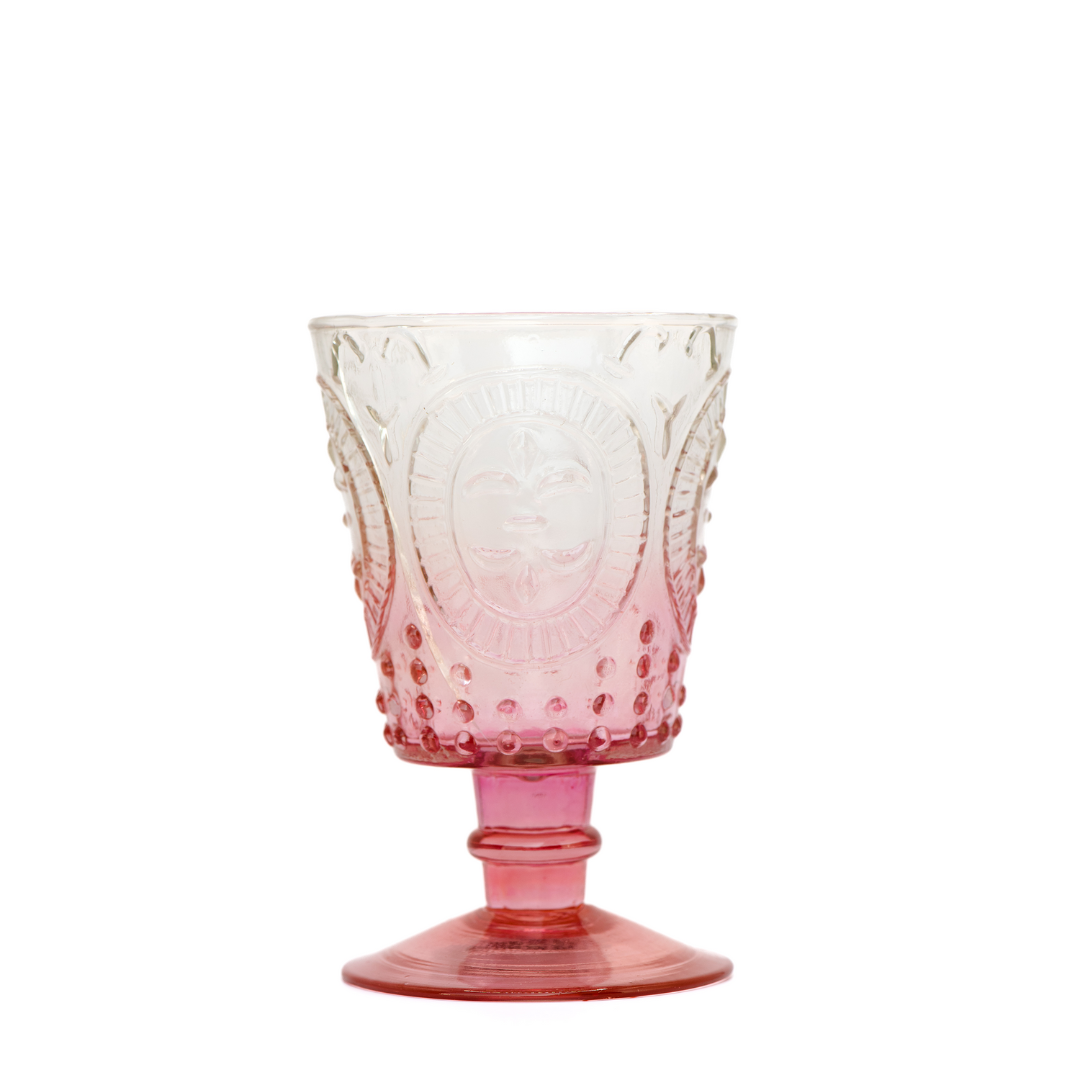 Fleur De Lil Wine Glasses | Pink Ombre | Set of 4 Glasses